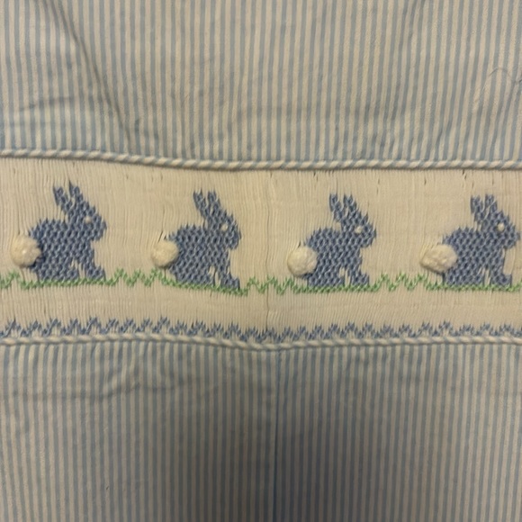 Petite Bebe 3M Easter bunny smocked lined shortall, like new Jon Jon - Picture 2 of 5